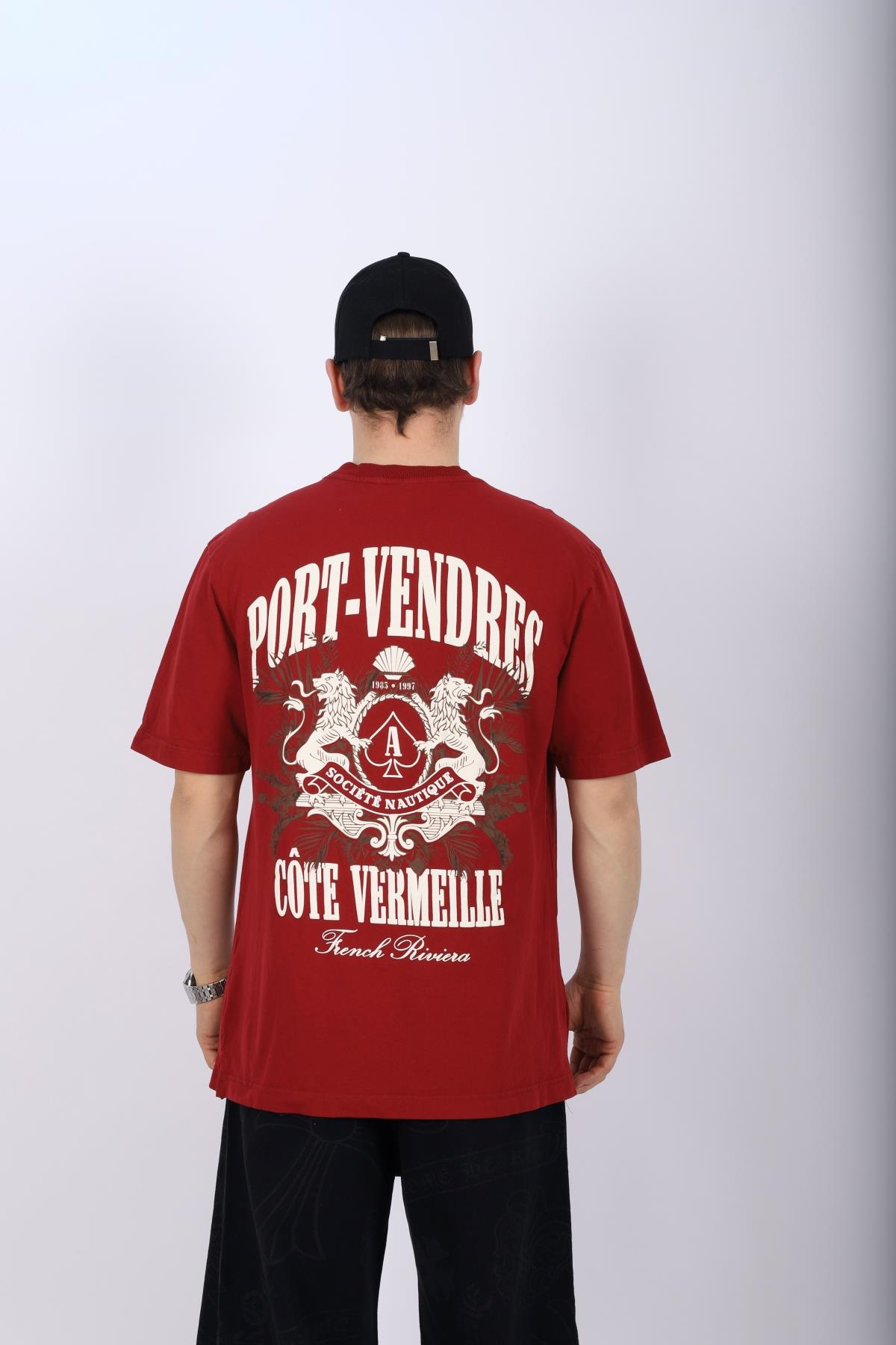 Sırt Baskılı Kırmızı Oversize Tshirt T1018