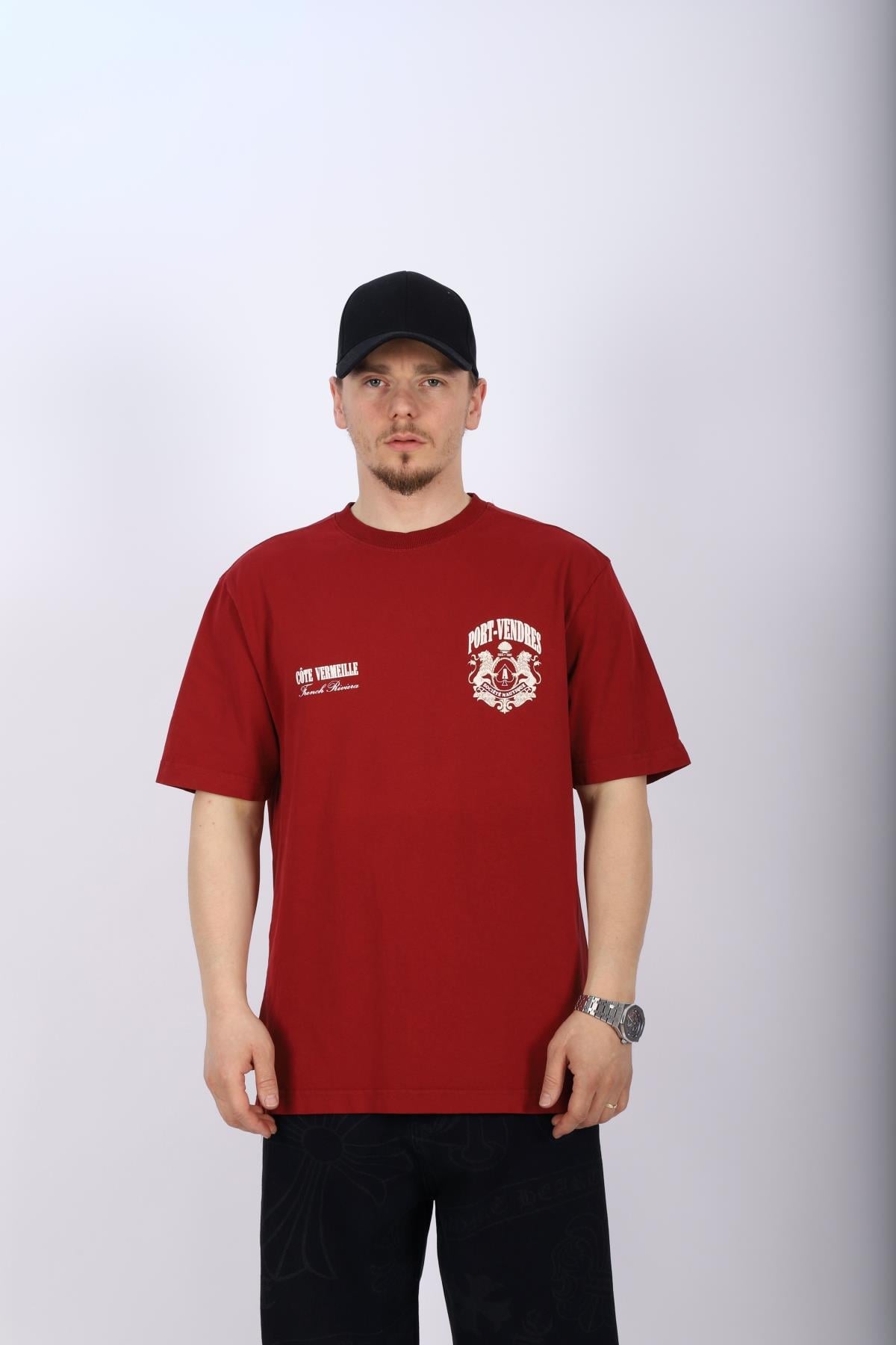 Sırt Baskılı Kırmızı Oversize Tshirt T1018