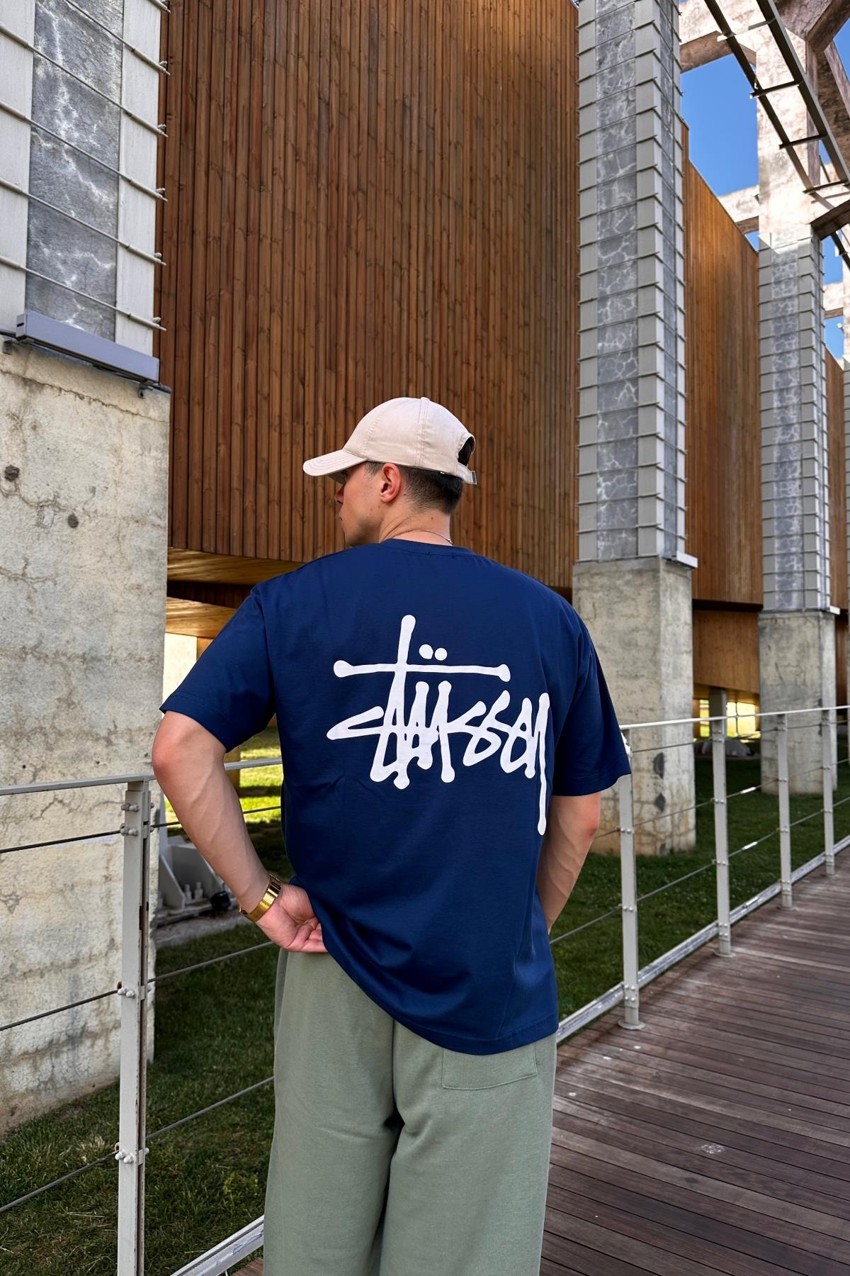 Sırt Baskılı Mavi Oversize Tshirt T1065