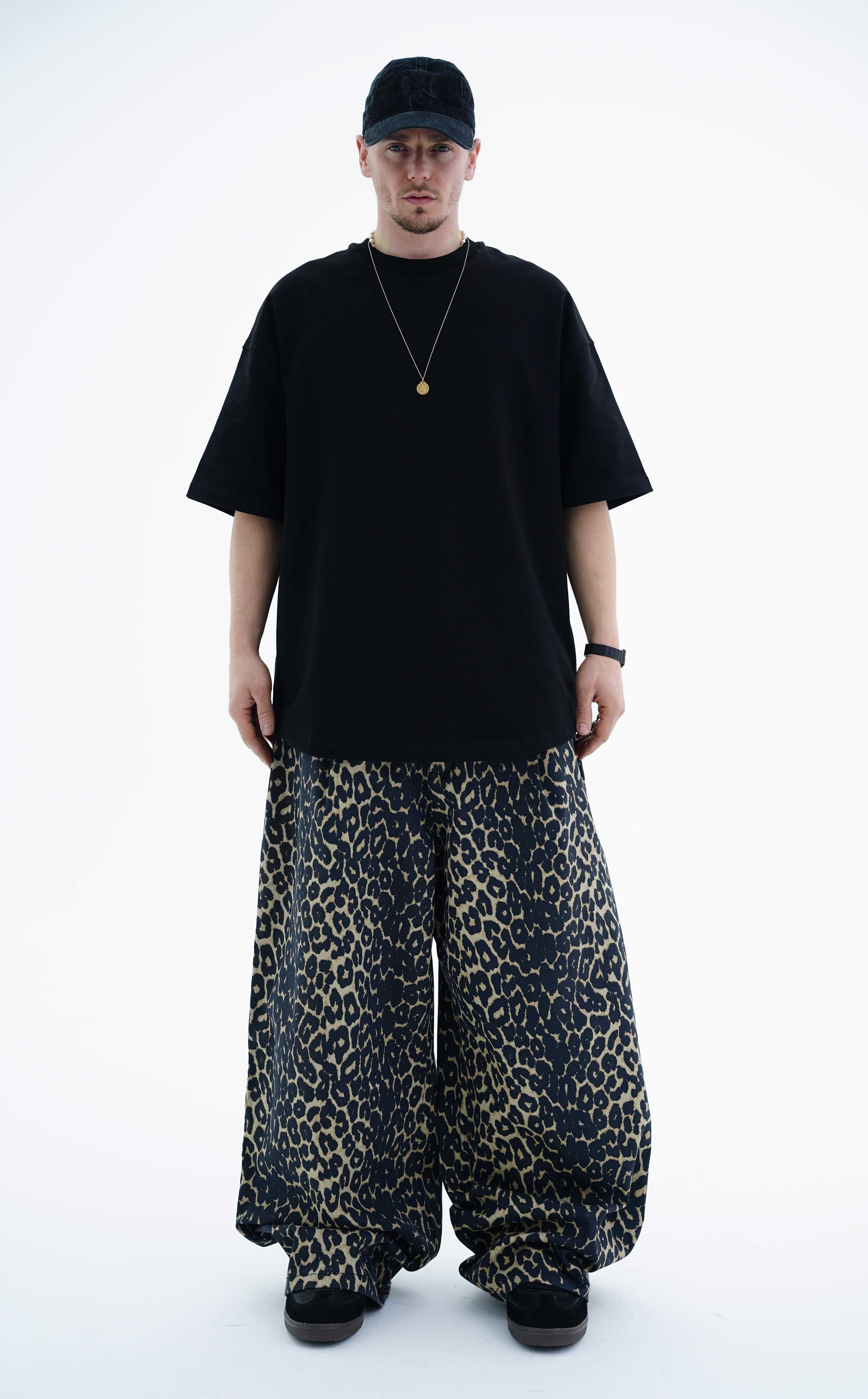 Siyah Basic Oversize Ribana Yaka Tshirt JC01 24Y363