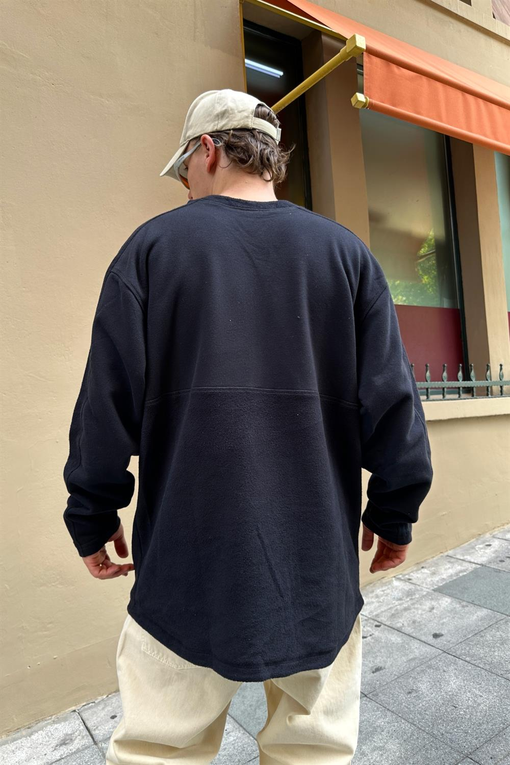 Siyah Baskılı Oversize Süet Detay Sweatshirt SW859