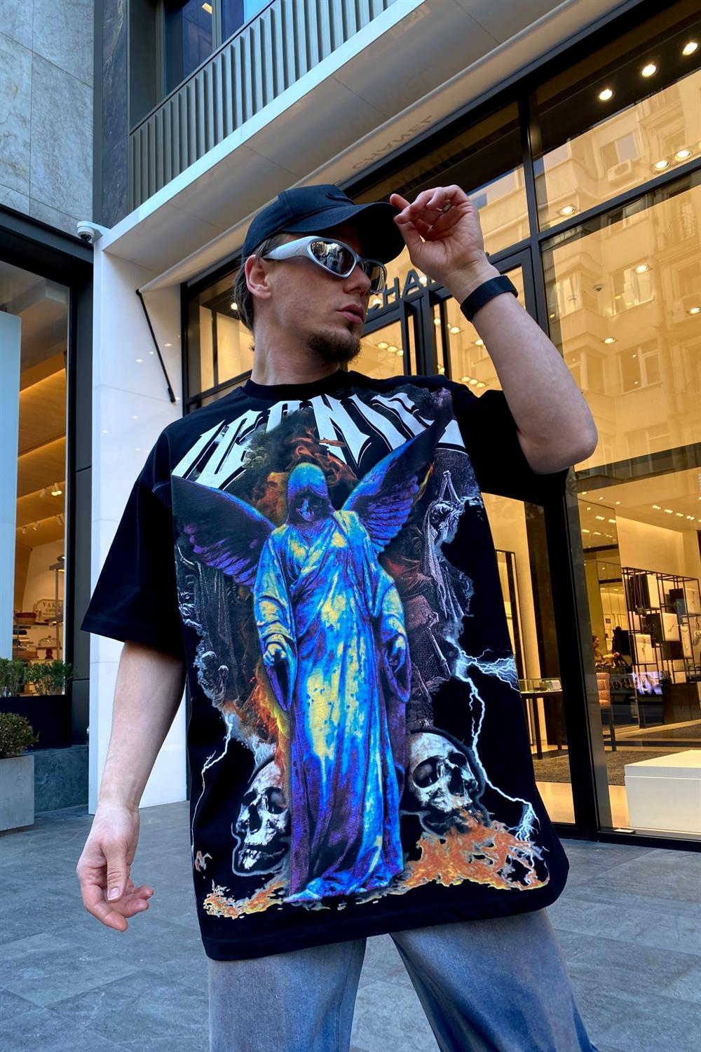 Siyah Baskılı Oversize Tshirt T518