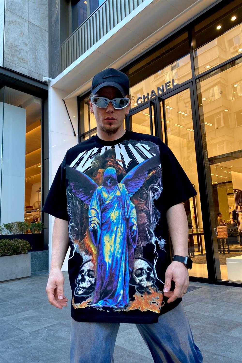 Siyah Baskılı Oversize Tshirt T518