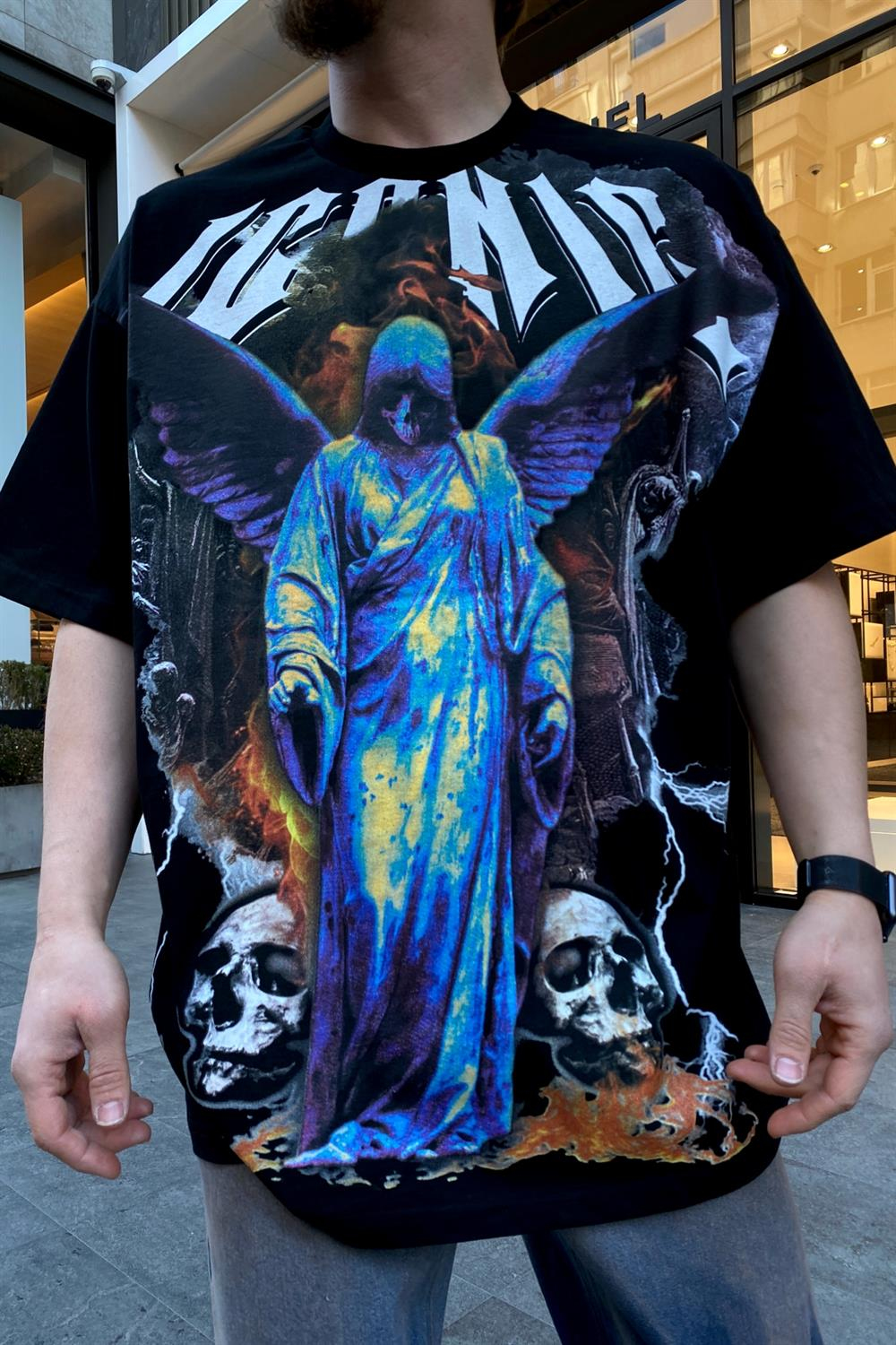 Siyah Baskılı Oversize Tshirt T518