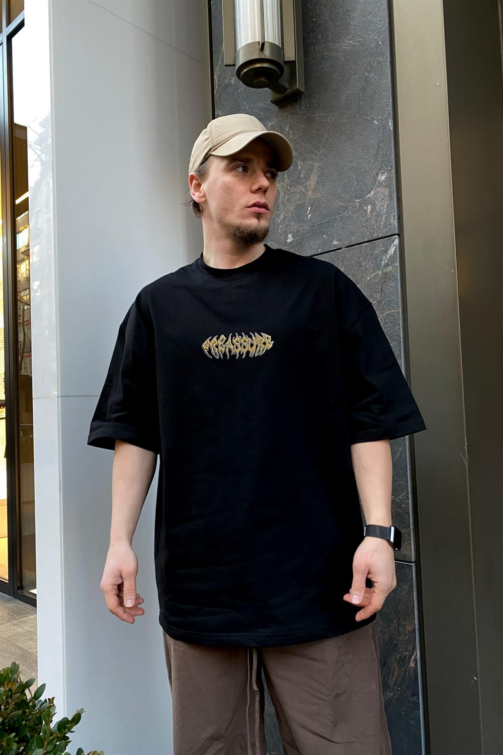 Siyah Baskılı Oversize Tshirt T522
