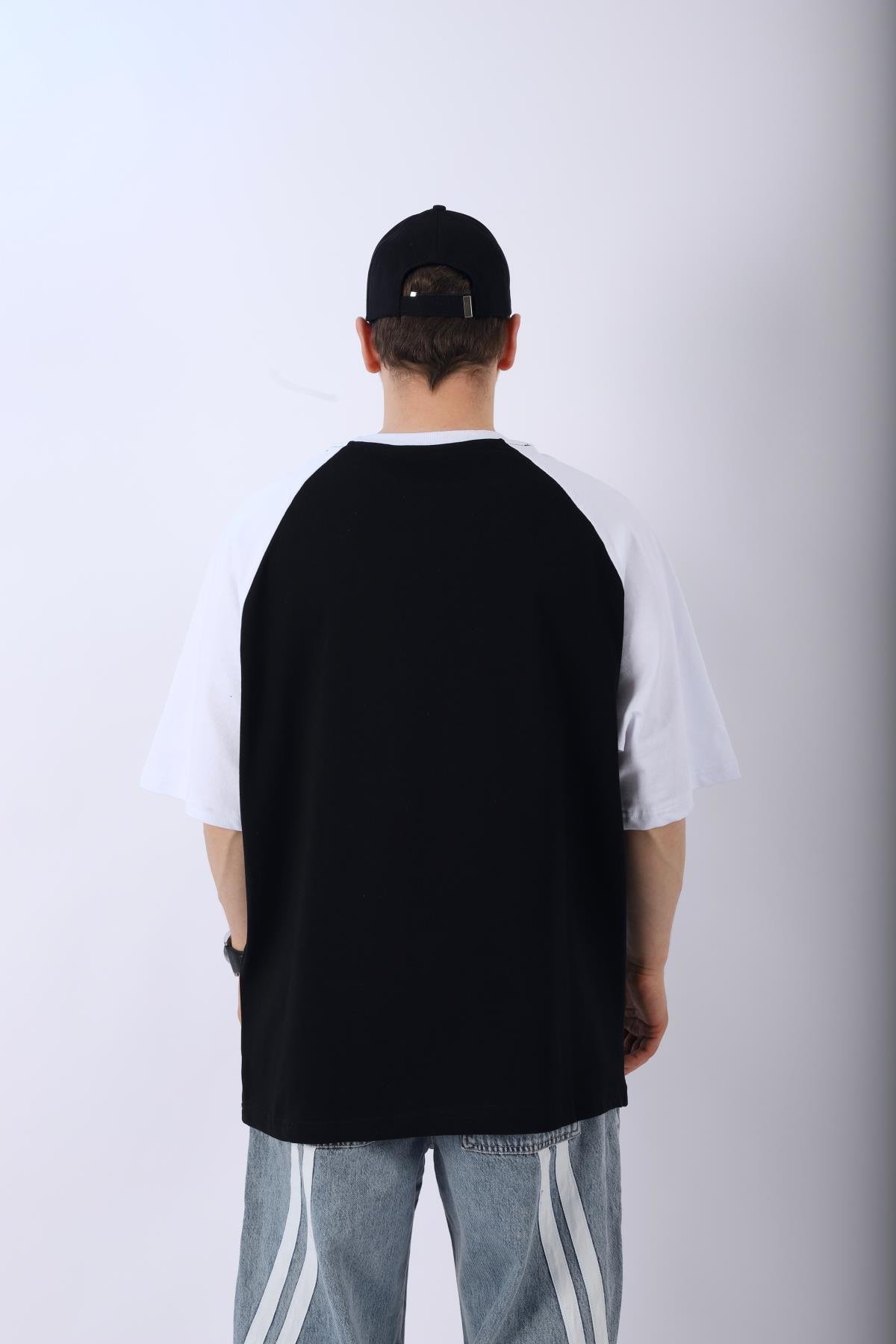 Siyah Cross Baskılı Oversize Tshirt T958