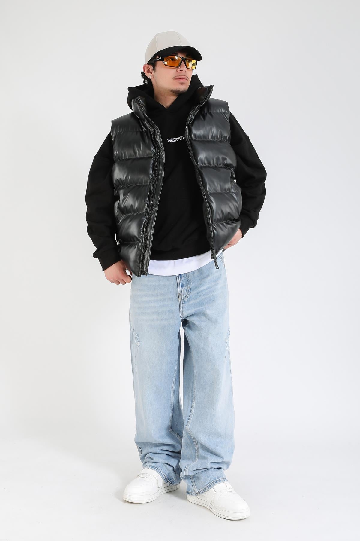 Siyah Regular Fit Şişme Yelek MNT133