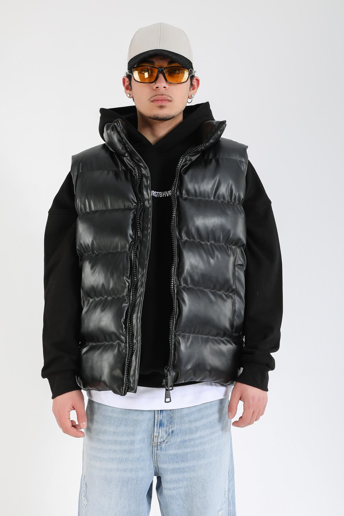 Siyah Regular Fit Şişme Yelek MNT133