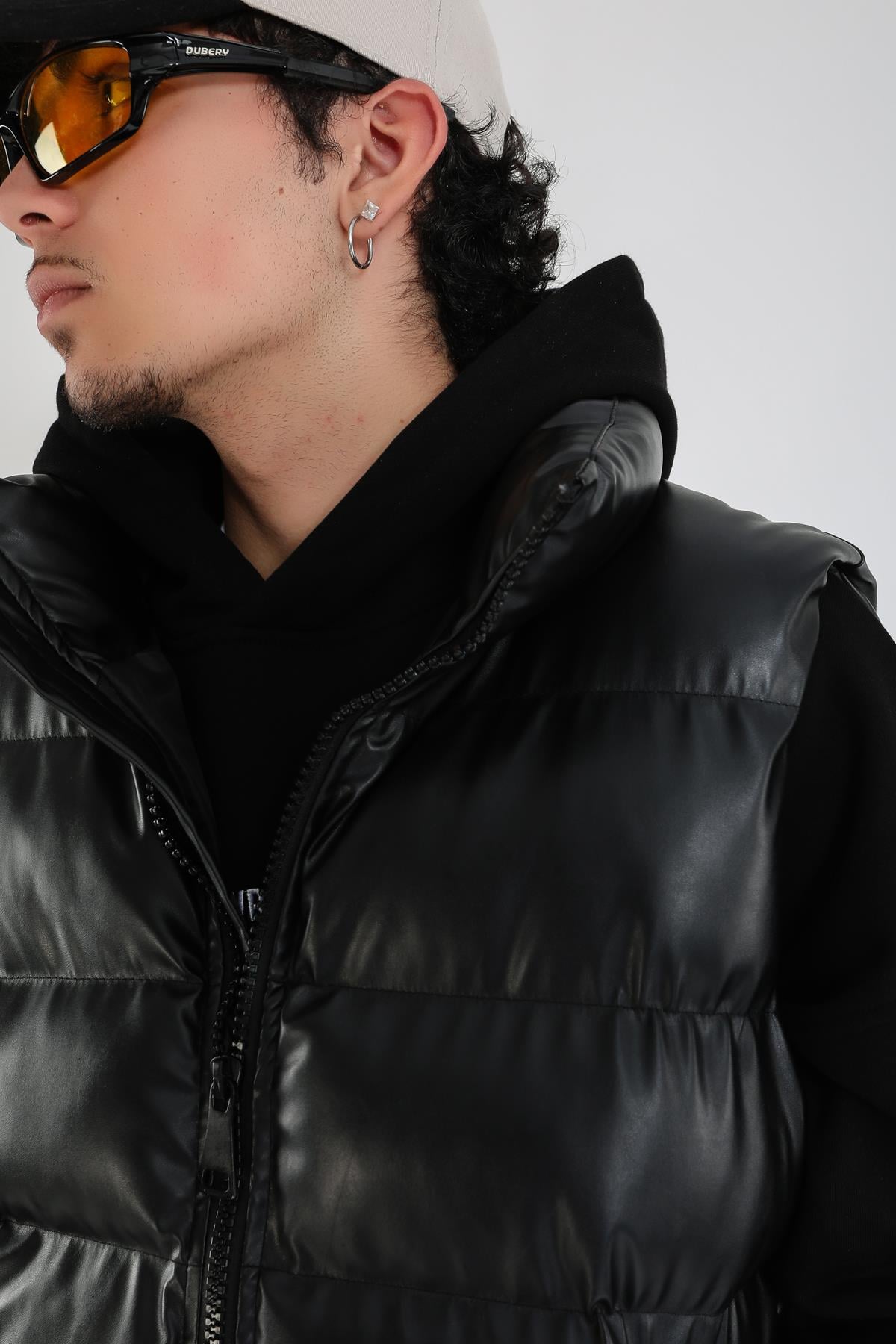 Siyah Regular Fit Şişme Yelek MNT133