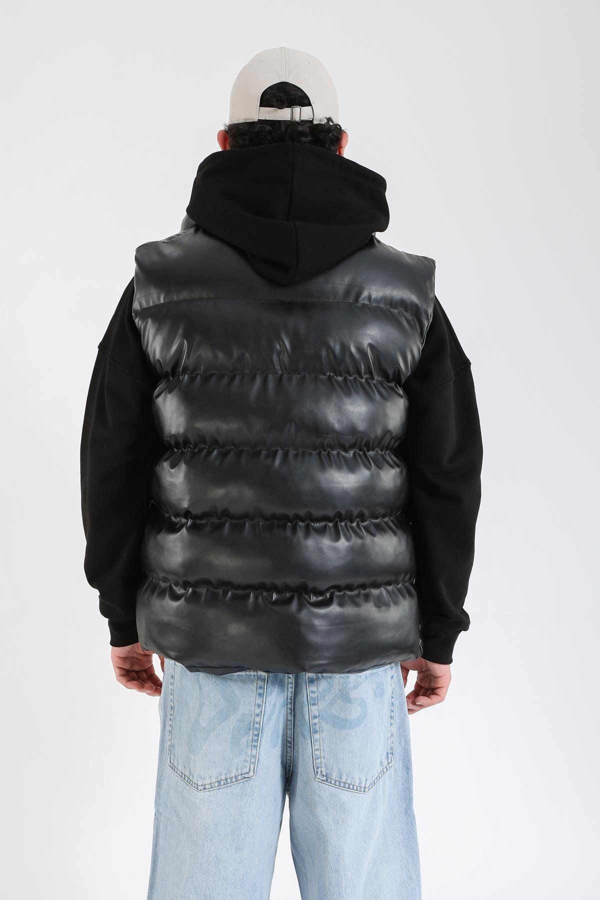 Siyah Regular Fit Şişme Yelek MNT133