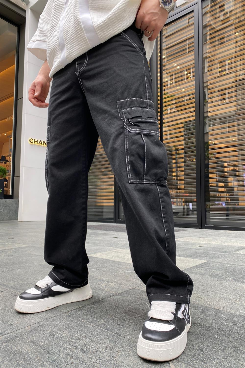 Siyah Reverse Stitch Jean Pantolon P655