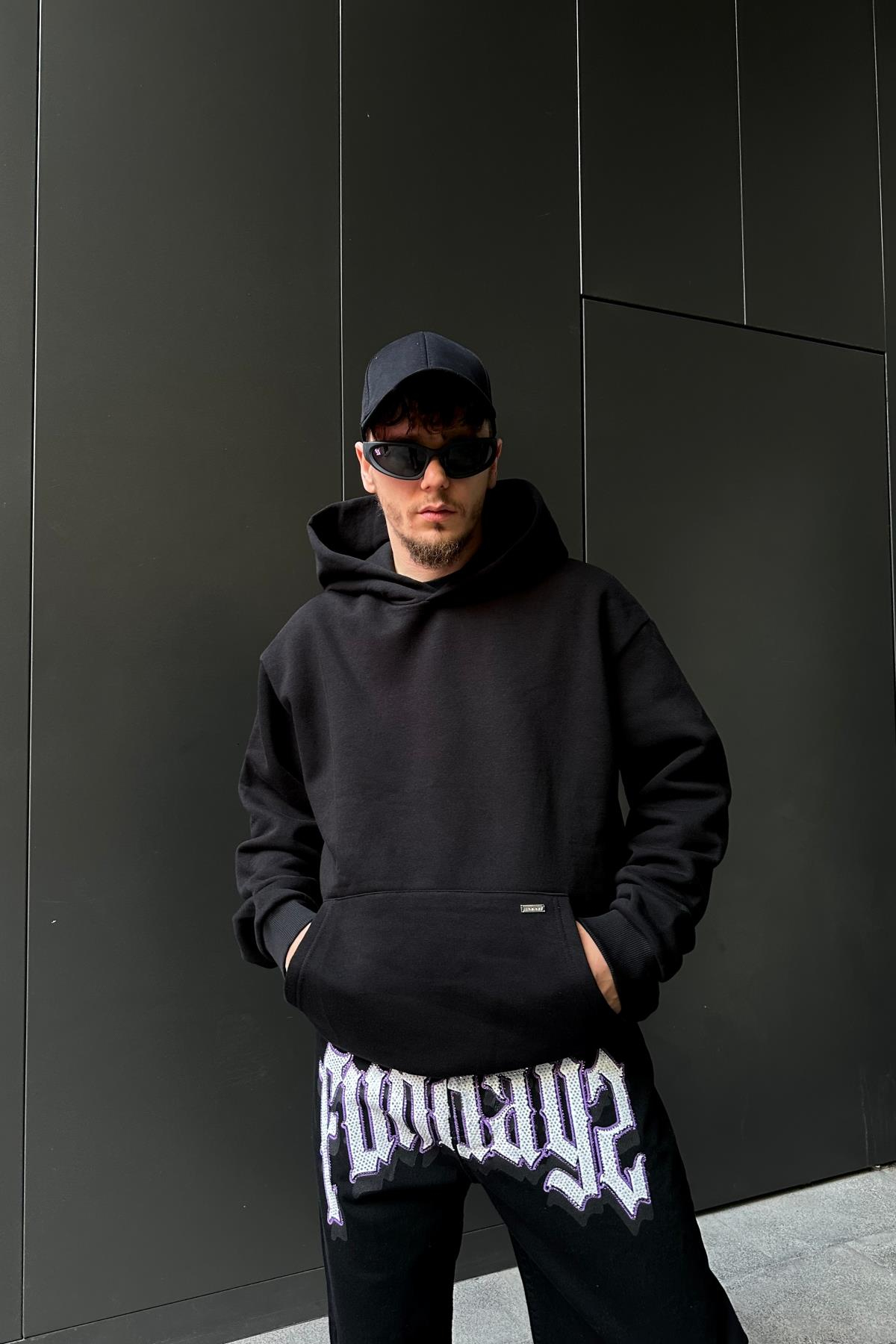 Siyah Rv Basic Oversize Sweatshirt SW1057