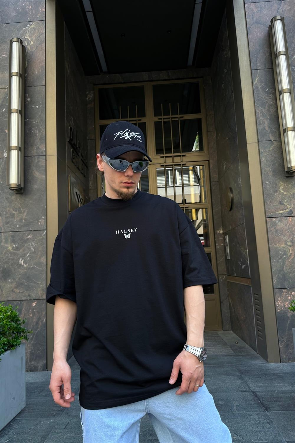 Skeleton Baskılı Siyah Oversize Tshirt T718