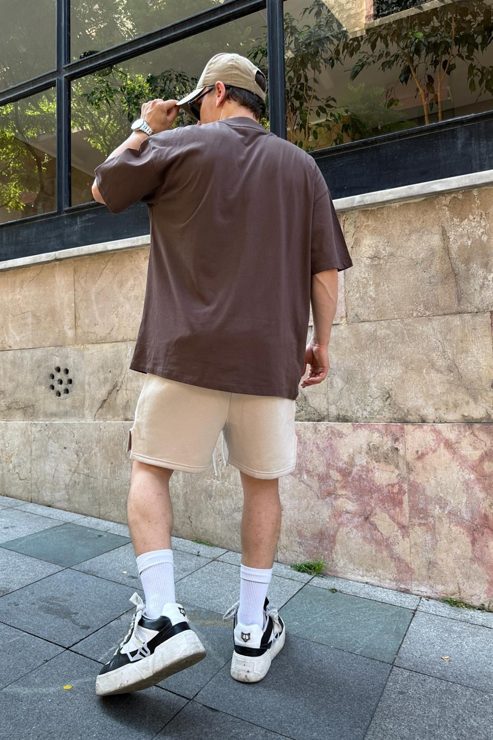 Skull Baskılı Kahve Oversize Tshirt T806
