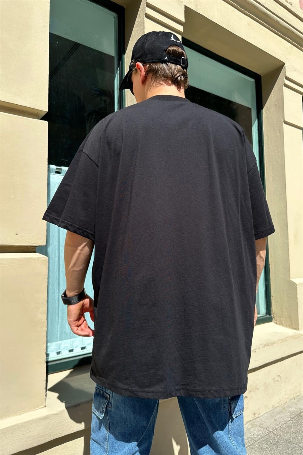 Skull Baskılı Siyah Oversize Tshirt T833