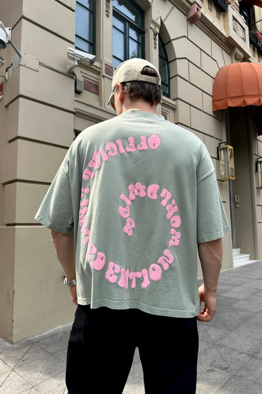 Smile Baskılı Açık Yeşil Oversize Tshirt T779