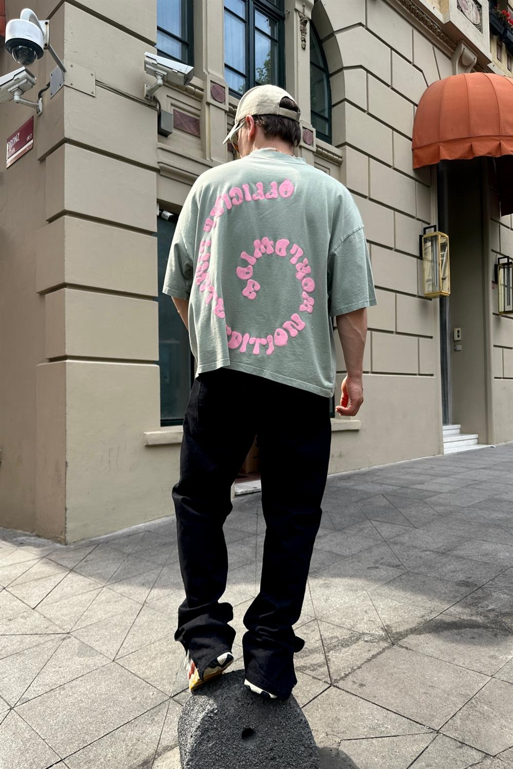 Smile Baskılı Açık Yeşil Oversize Tshirt T779