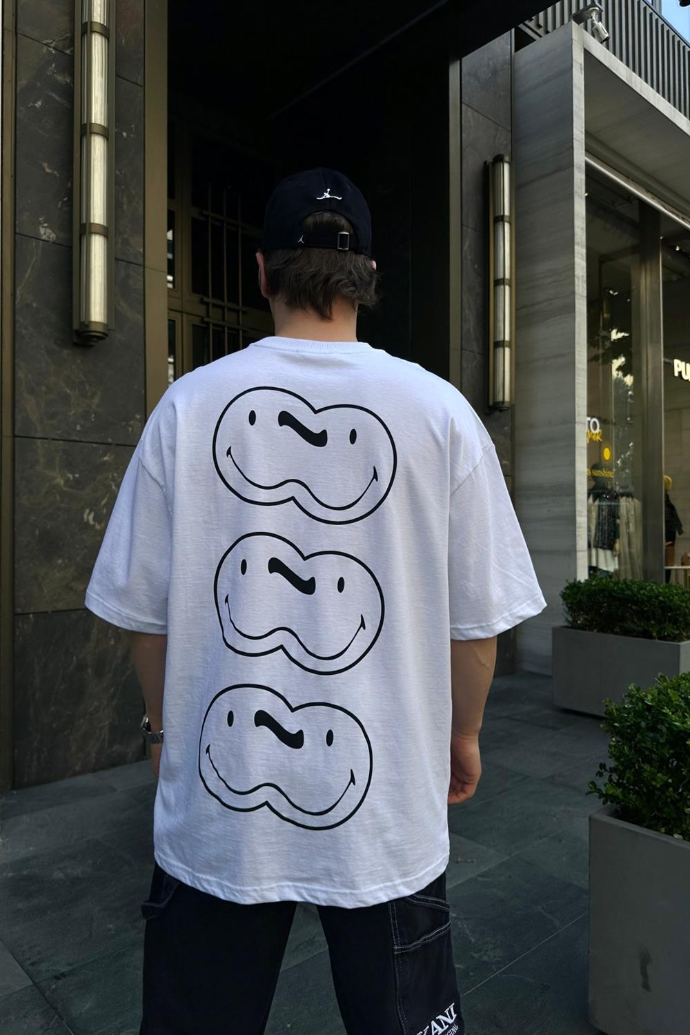 Smile Baskılı Krem Oversize Tshirt T723