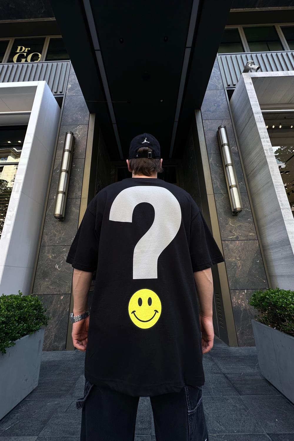 Smiley Baskılı Siyah Oversize Tshirt T728