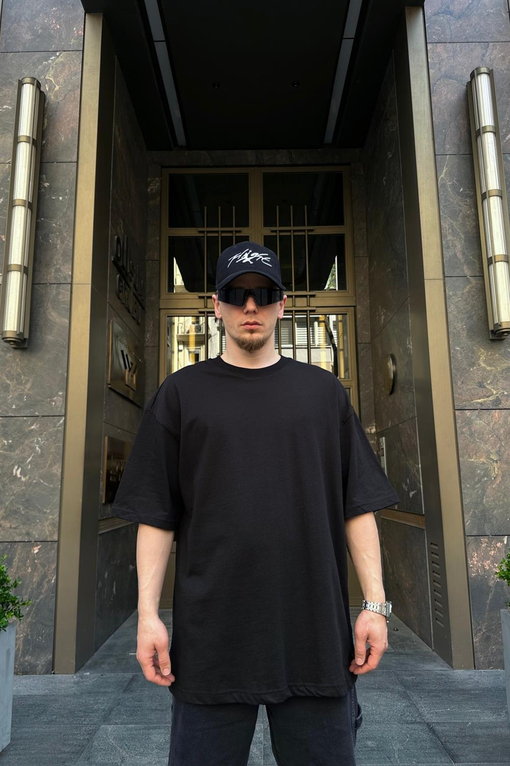 Smiley Baskılı Siyah Oversize Tshirt T728