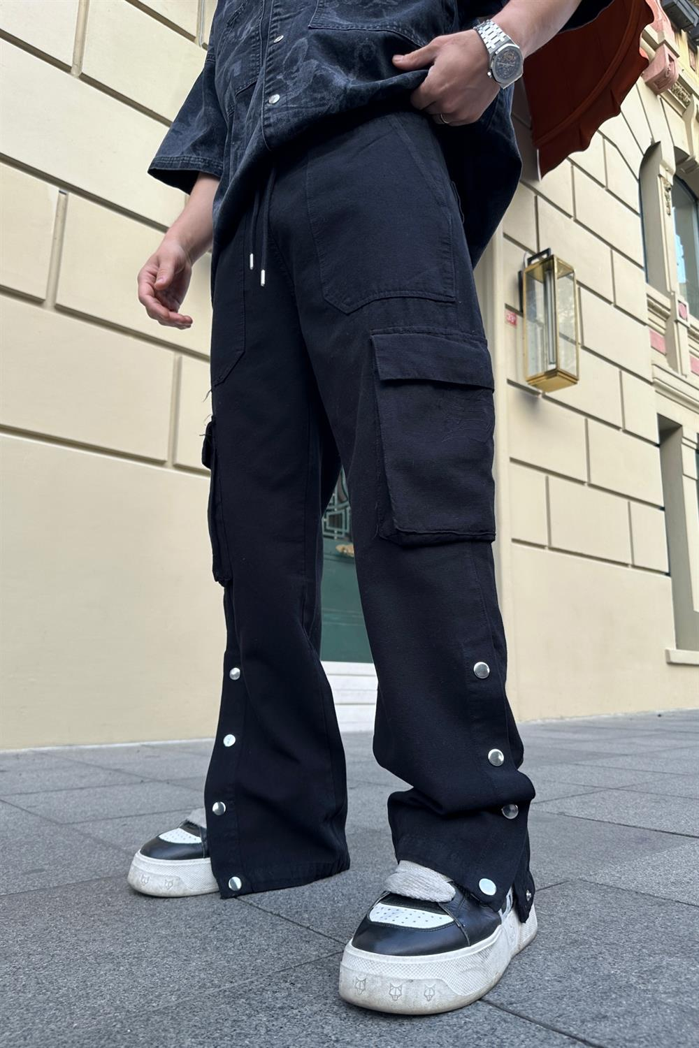 Snipes Paça Detay Siyah Jean Pantolon P784