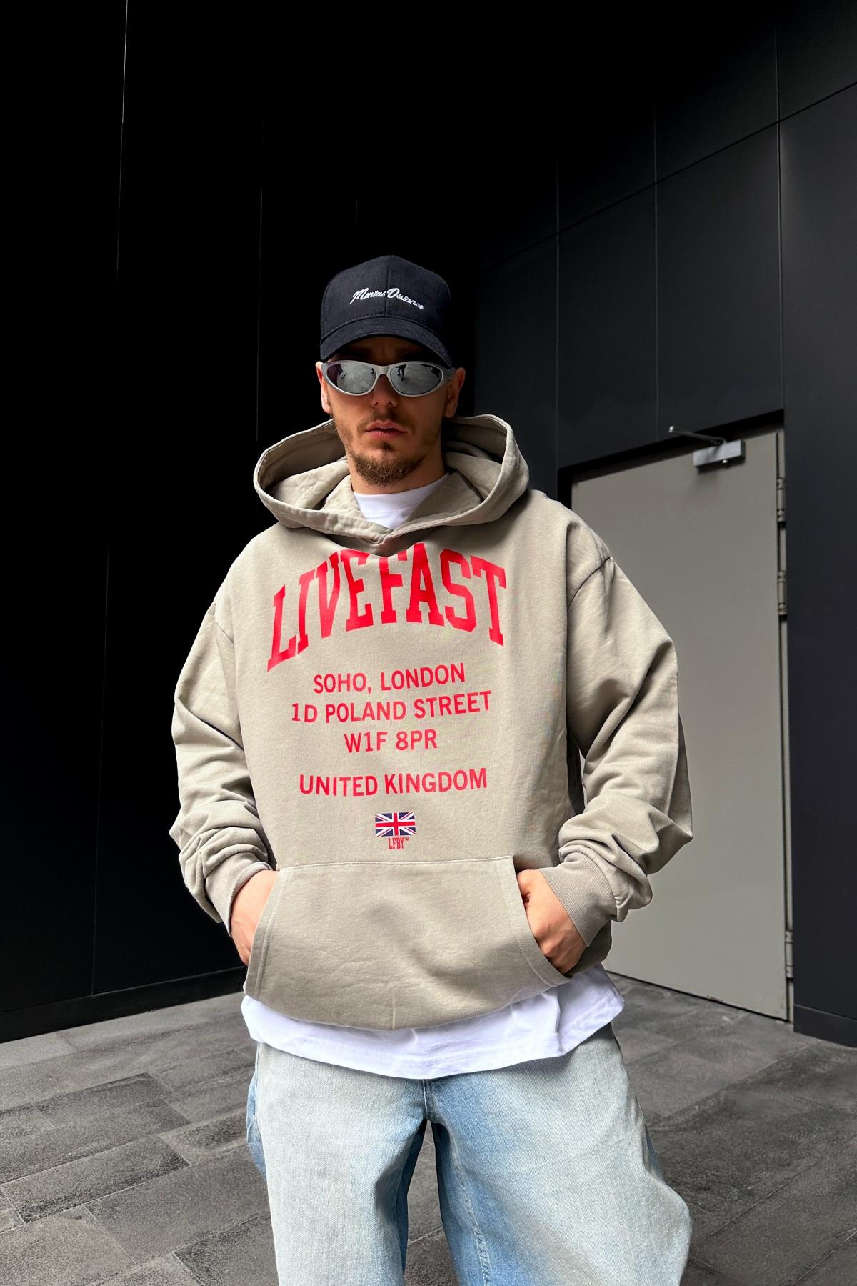 Soho Baskılı Oversize Bej Sweatshirt SW1083