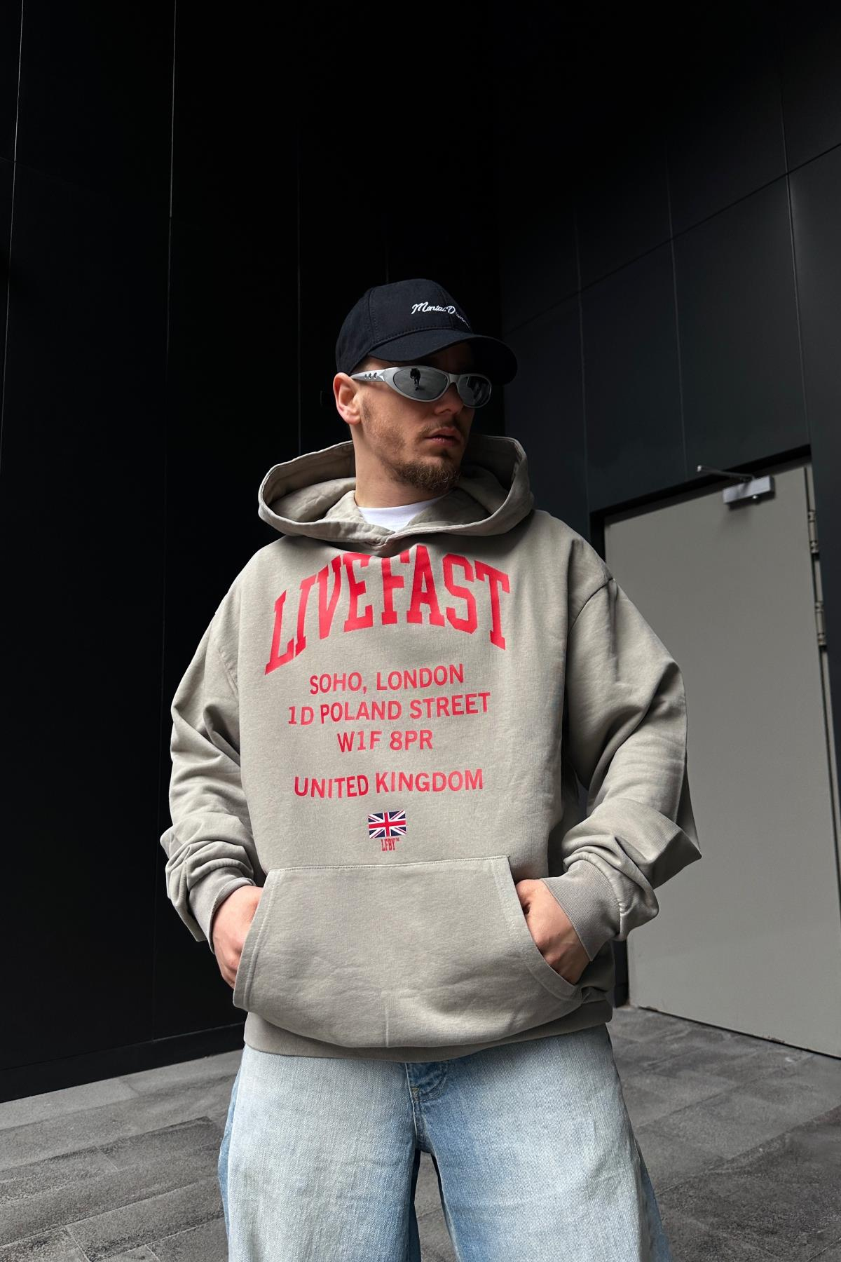 Soho Baskılı Oversize Bej Sweatshirt SW1083