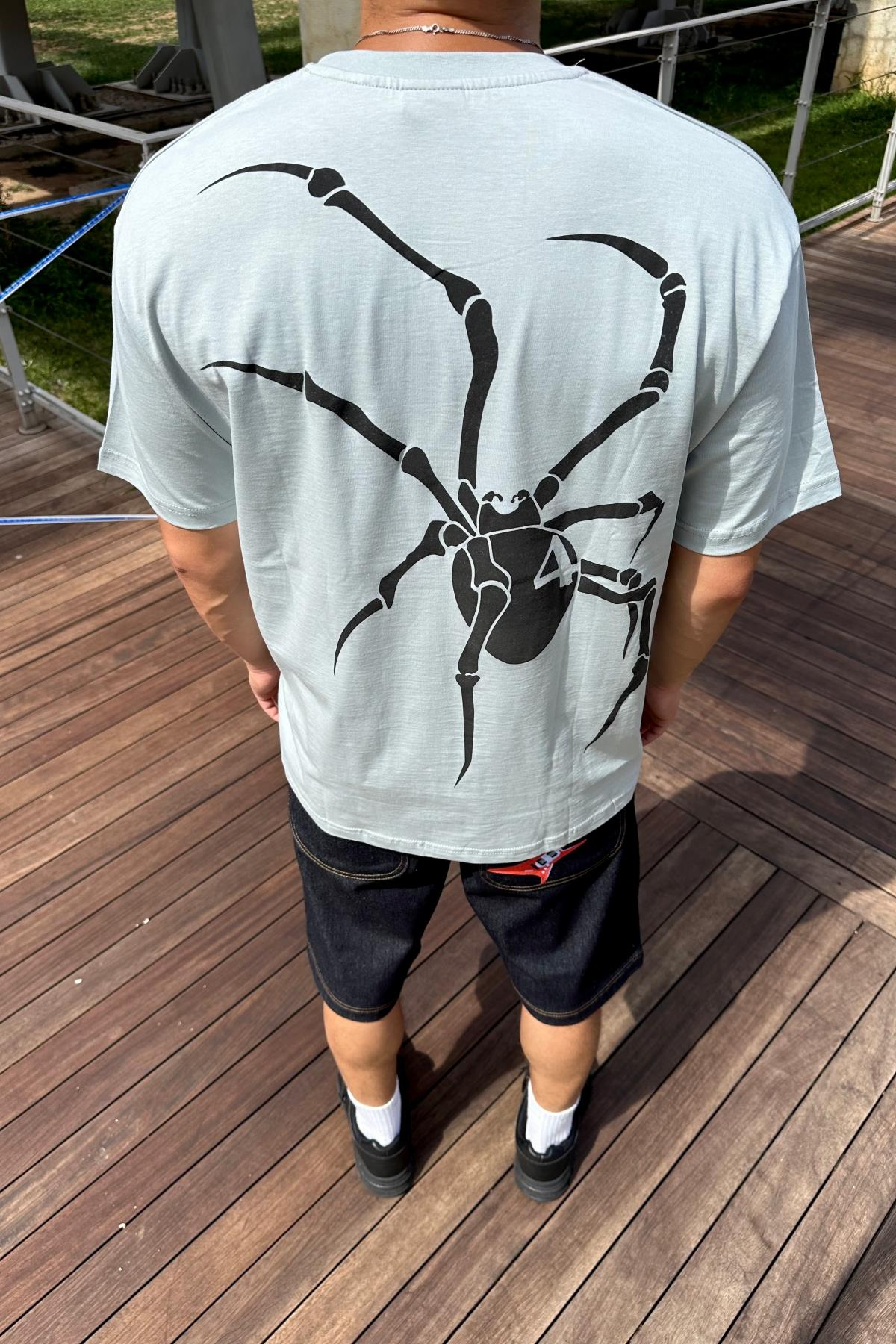 Spider Baskılı Açık Yeşil Oversize Tshirt T1166