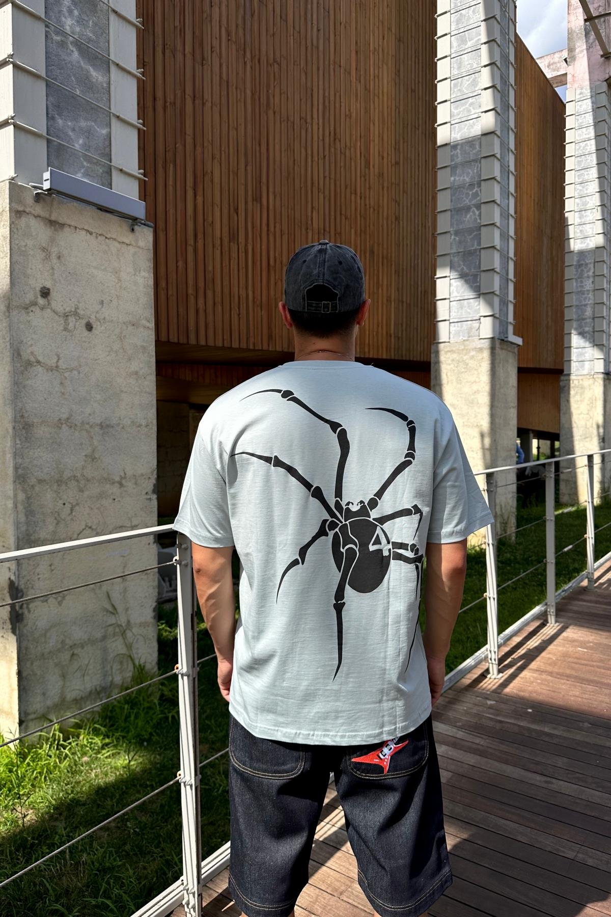 Spider Baskılı Açık Yeşil Oversize Tshirt T1166