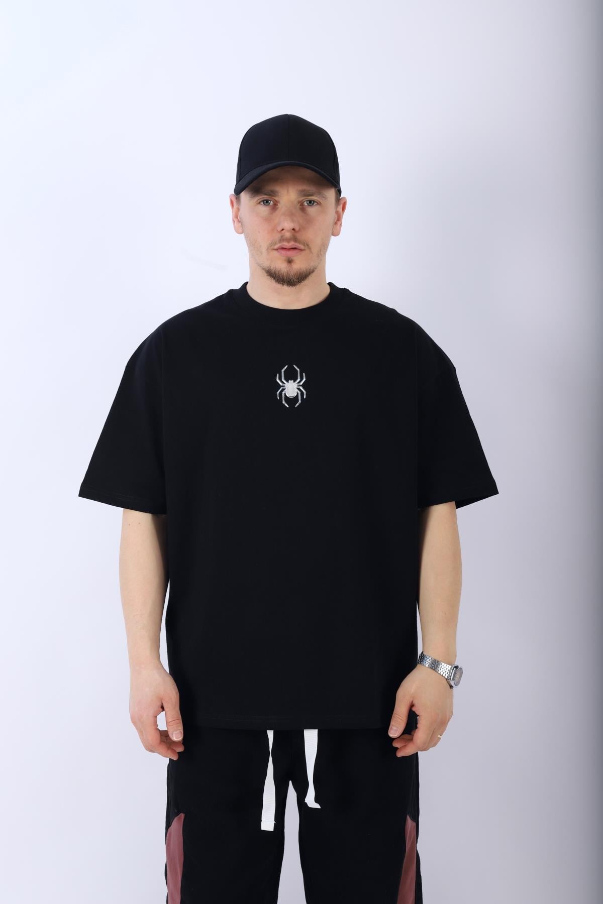 Spider Baskılı Siyah Oversize Tshirt T962