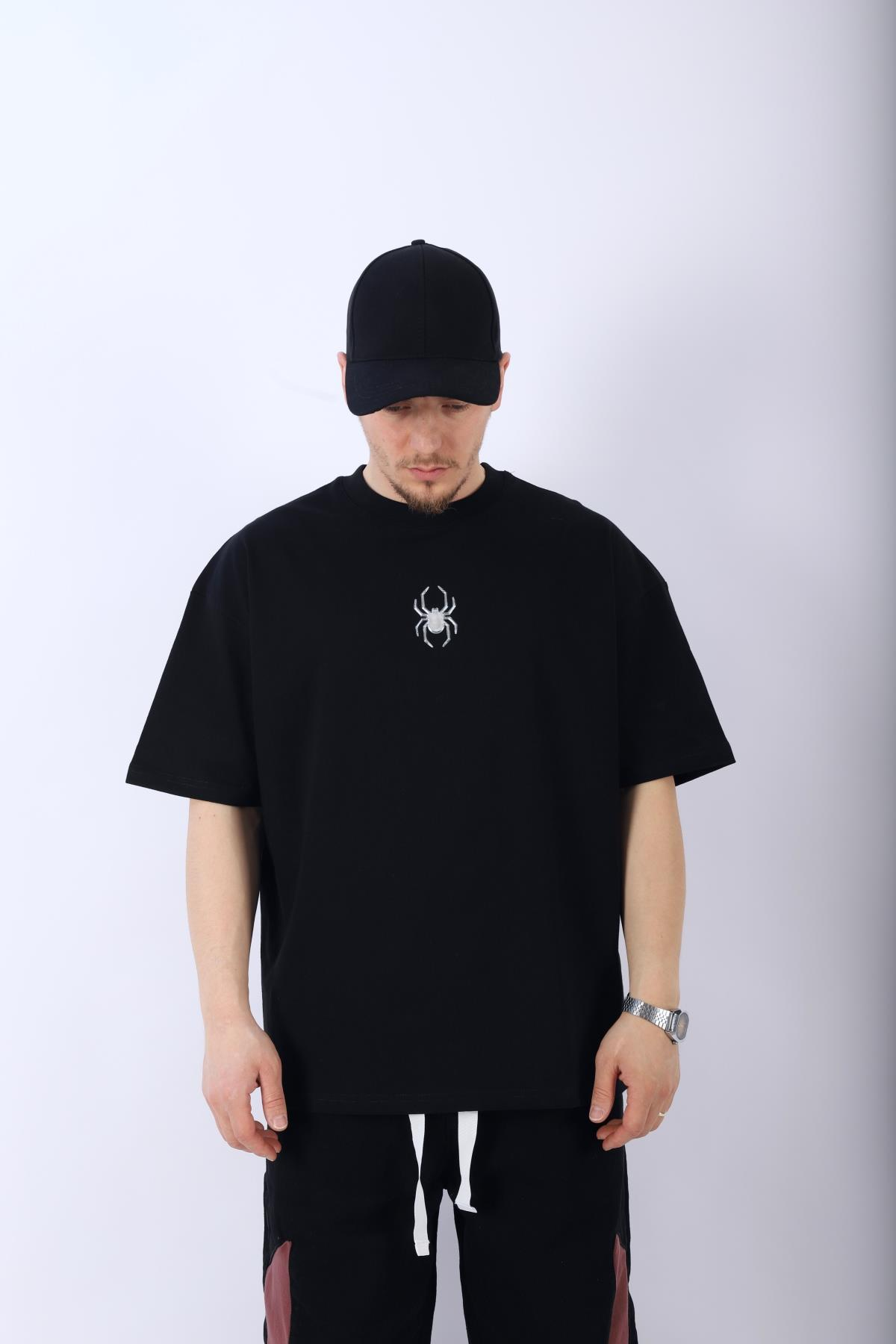 Spider Baskılı Siyah Oversize Tshirt T962