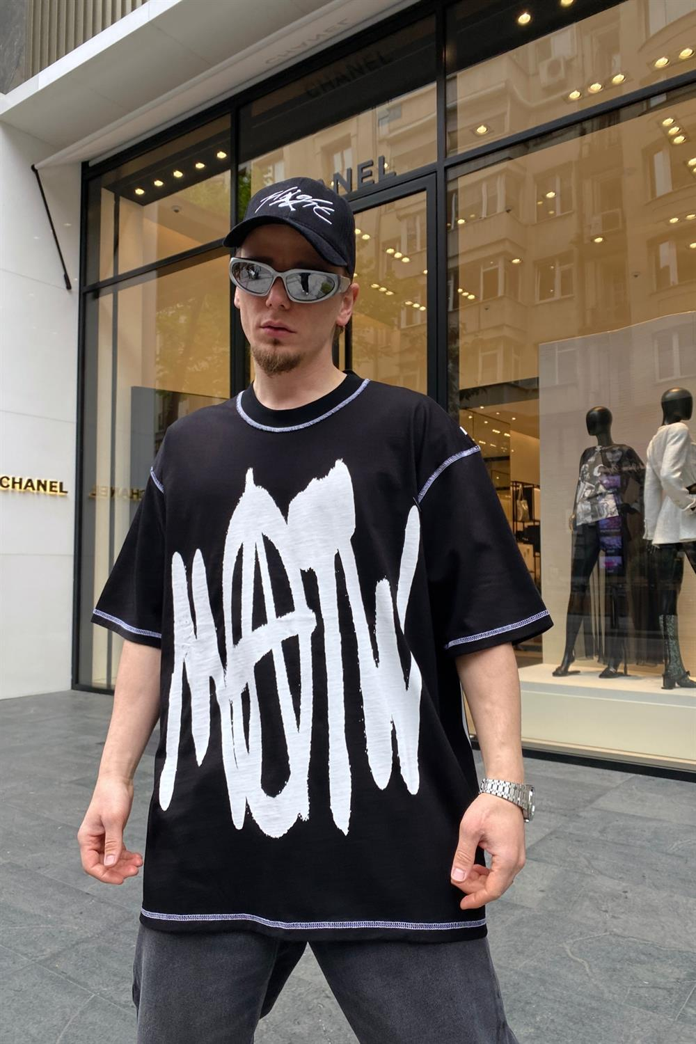 Spider Baskılı Siyah Oversize Tshirt T652
