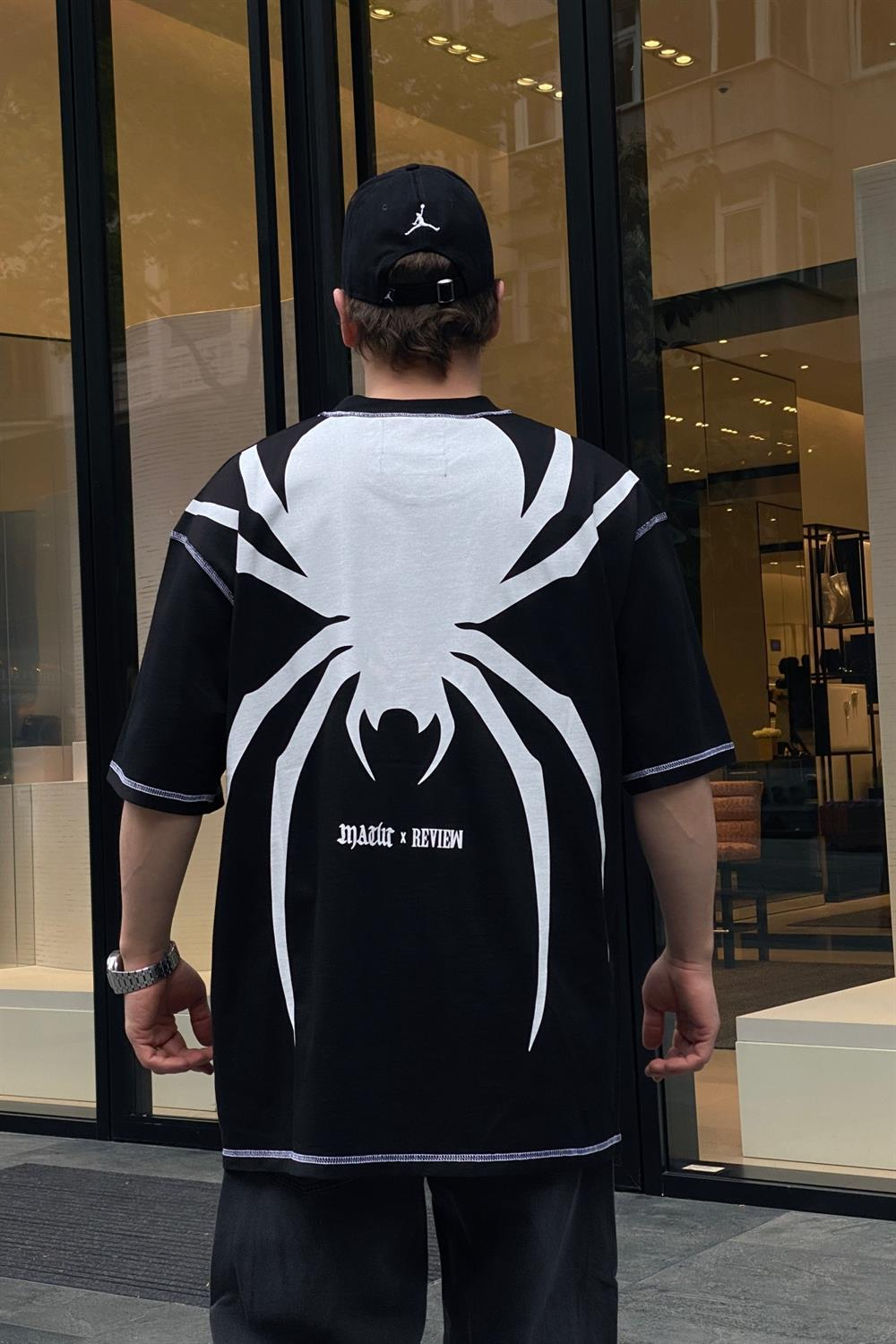 Spider Baskılı Siyah Oversize Tshirt T652