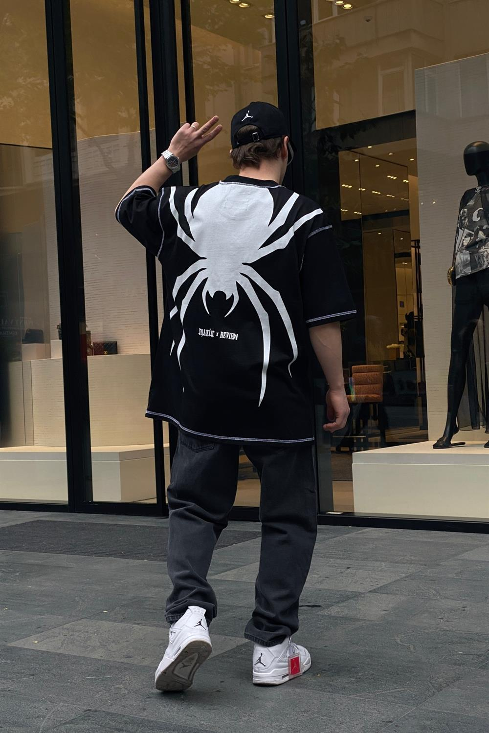 Spider Baskılı Siyah Oversize Tshirt T652