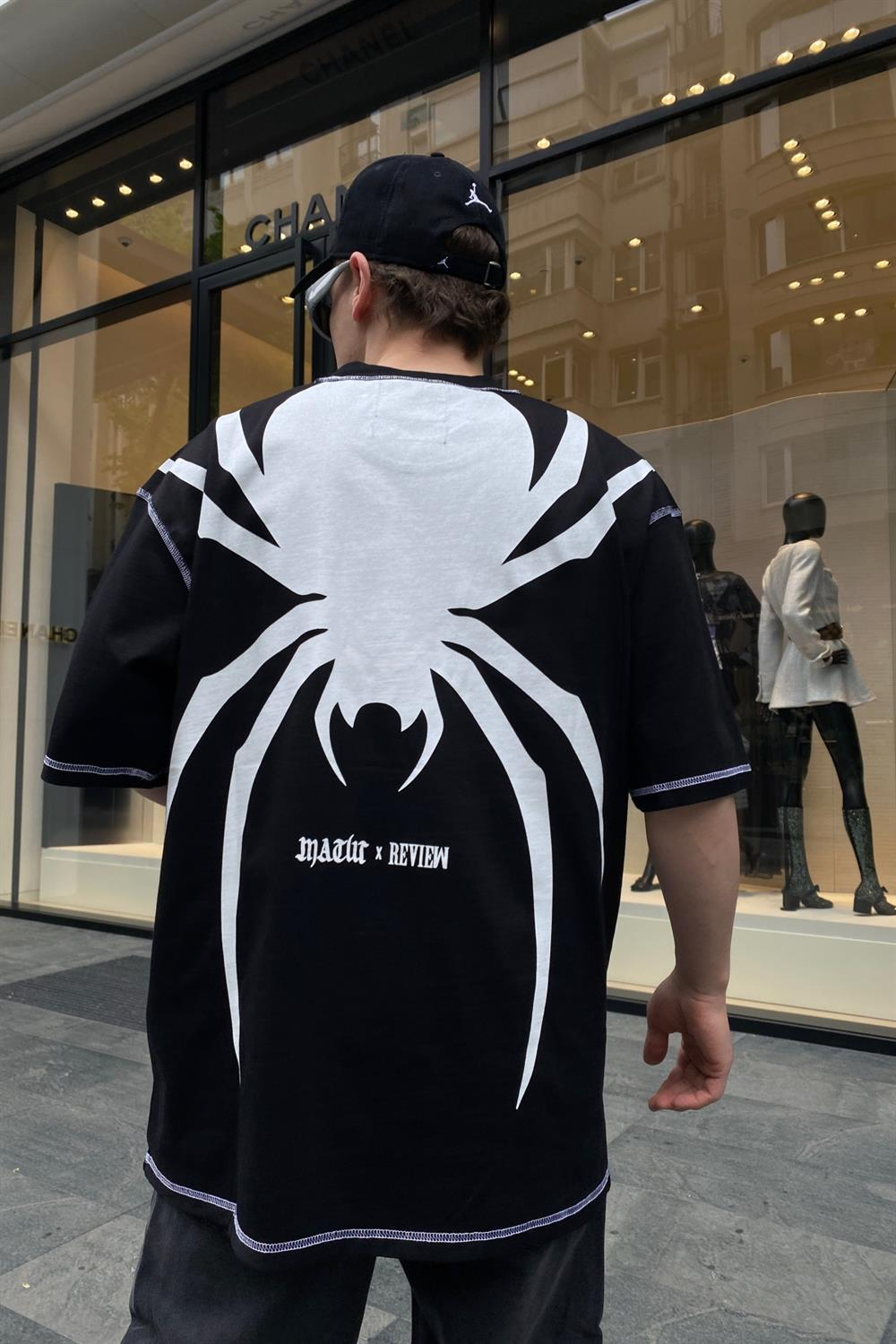Spider Baskılı Siyah Oversize Tshirt T652