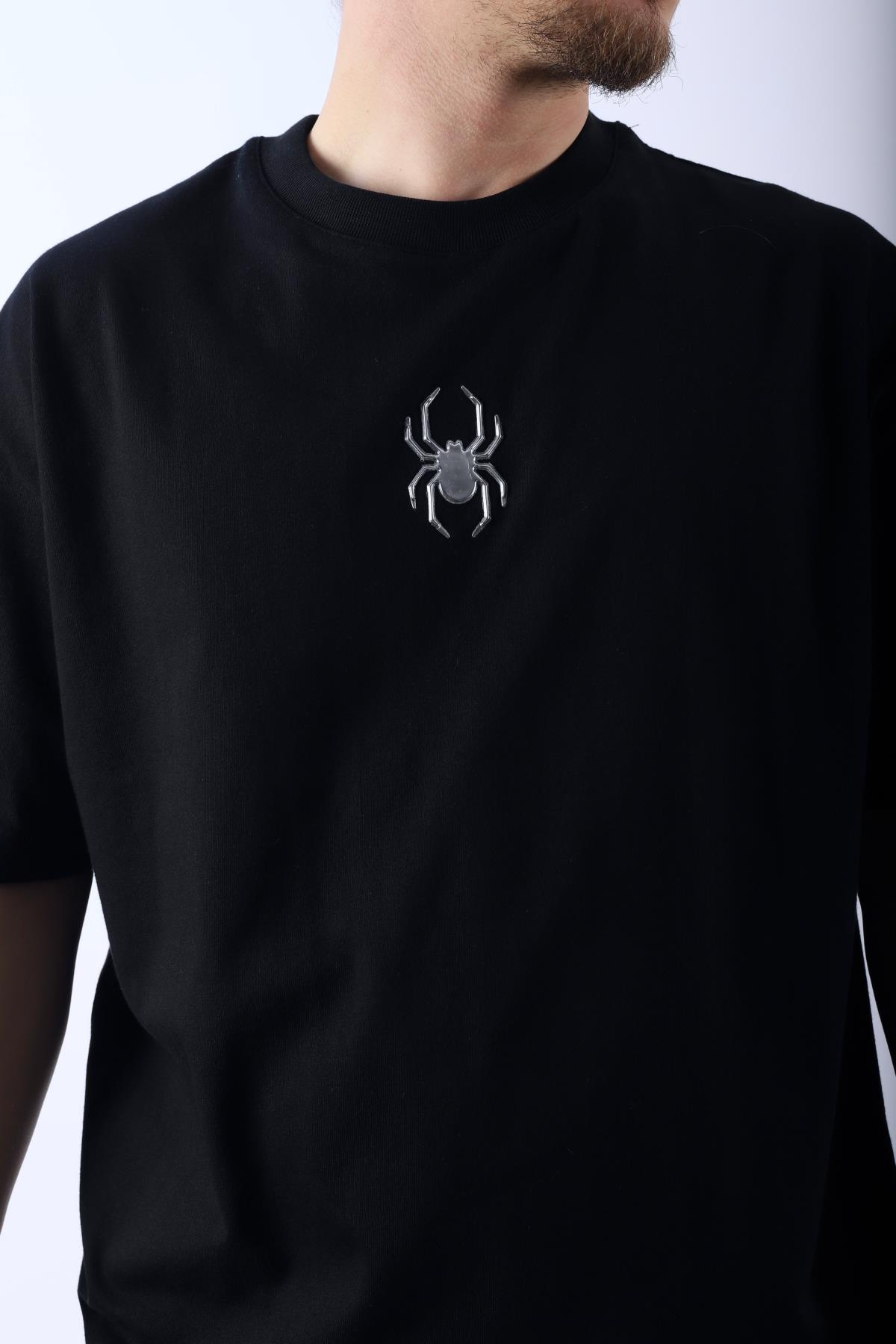 Spider Baskılı Siyah Oversize Tshirt T962