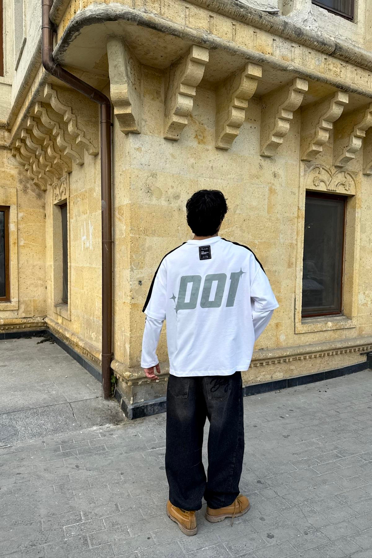 Stand Baskılı Beyaz Oversize Sweatshirt JC01