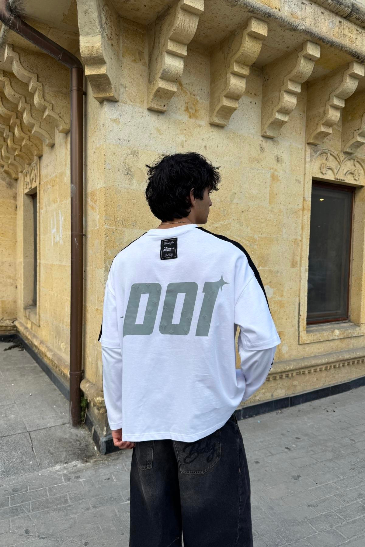 Stand Baskılı Beyaz Oversize Sweatshirt JC01