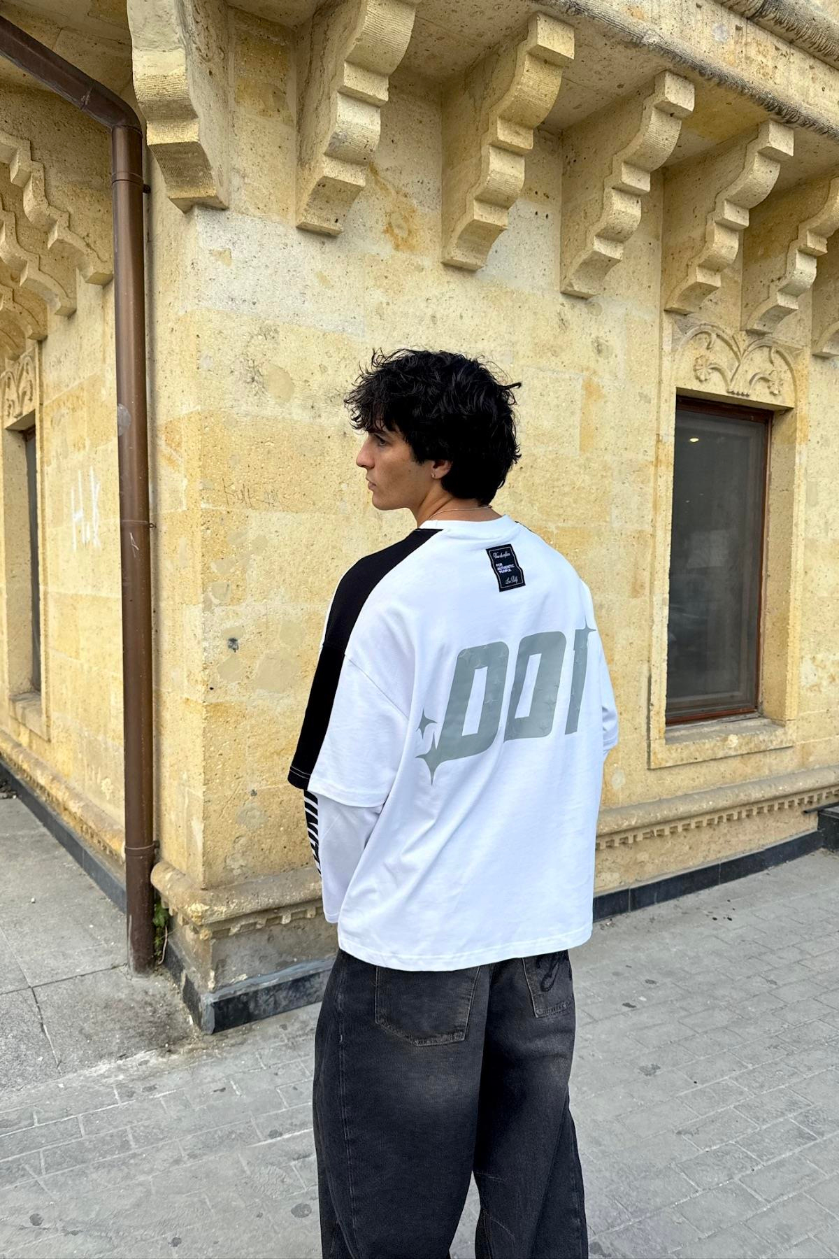 Stand Baskılı Beyaz Oversize Sweatshirt JC01