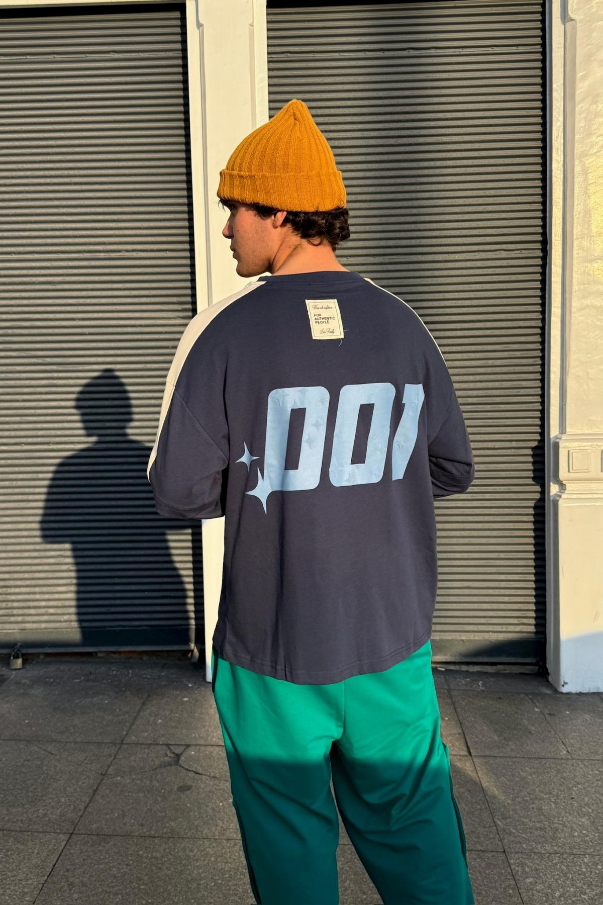 Stand Baskılı Lacivert Oversize Sweatshirt JC01