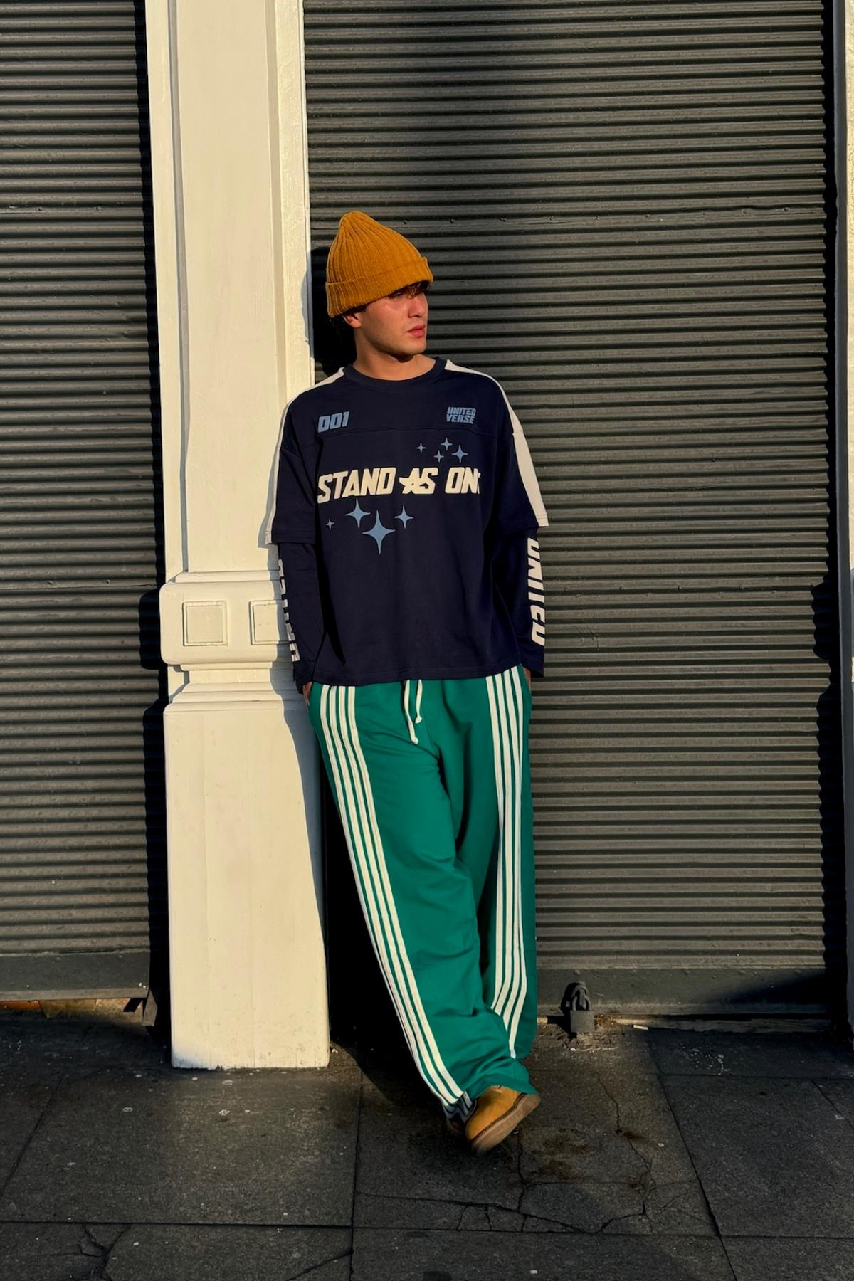 Stand Baskılı Lacivert Oversize Sweatshirt JC01