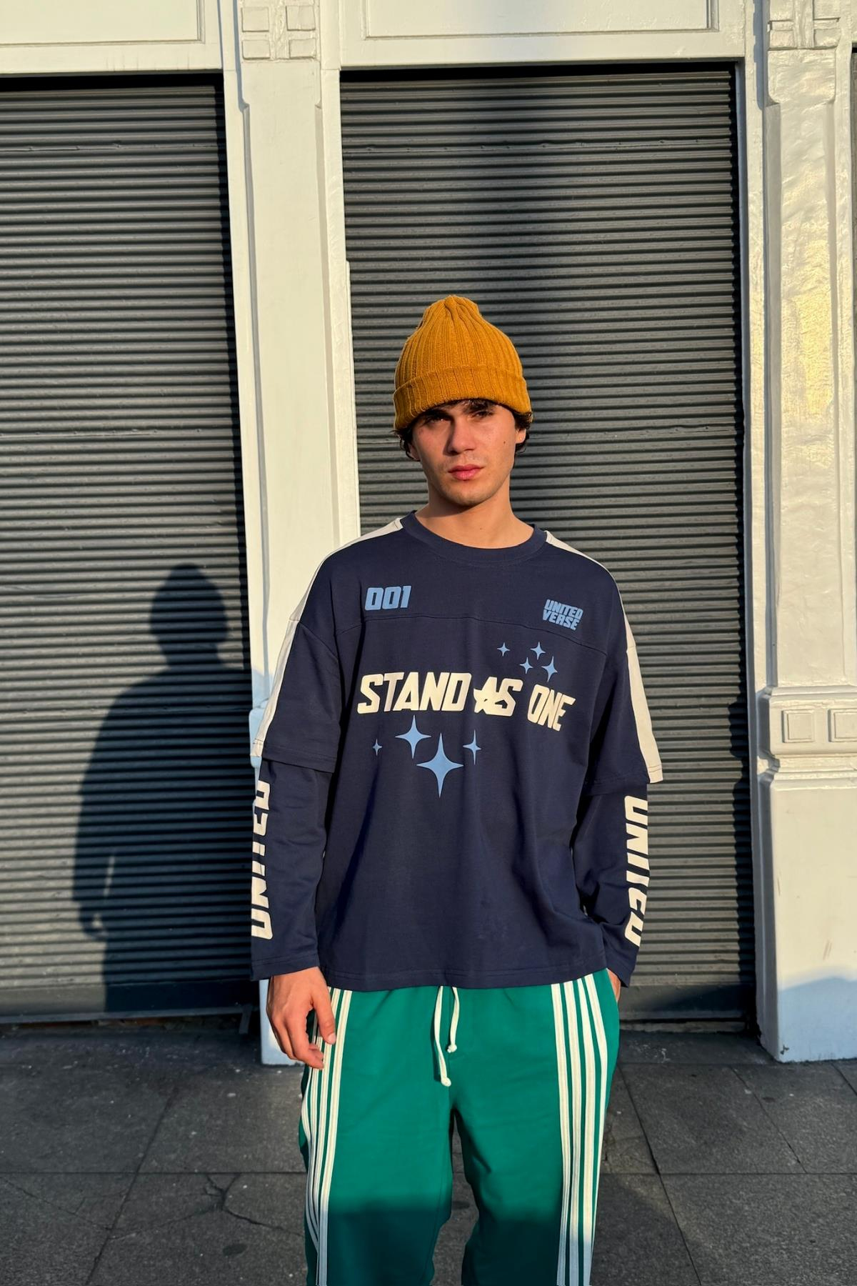 Stand Baskılı Lacivert Oversize Sweatshirt JC01