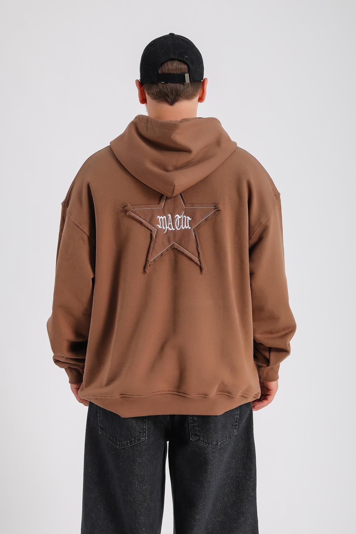 Star Patch Detay Kahve Oversize Sweatshirt SW1146
