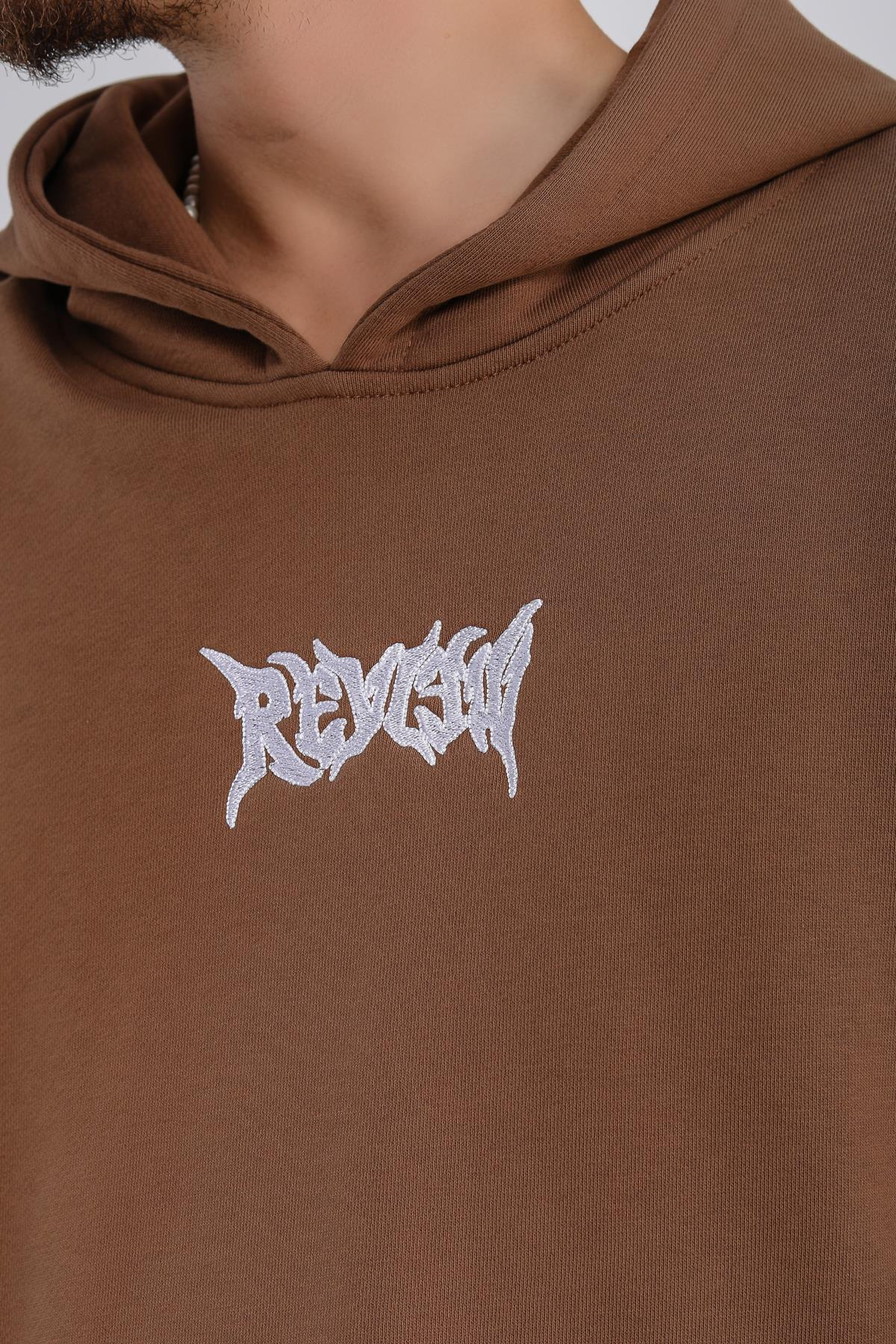 Star Patch Detay Kahve Oversize Sweatshirt SW1146