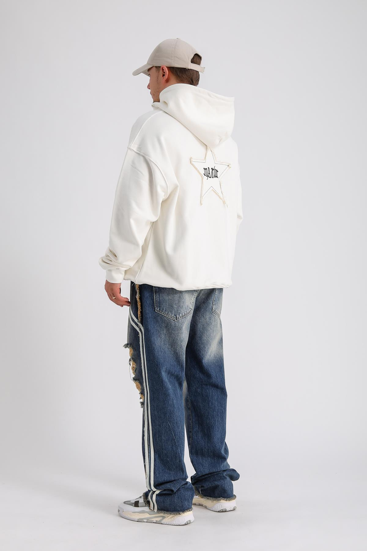 Star Patch Detay Krem Oversize Sweatshirt SW1147