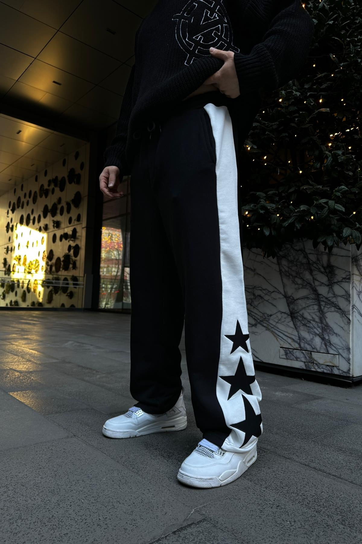 Star Patch Detay Siyah Bol Paça Eşofman ESF496