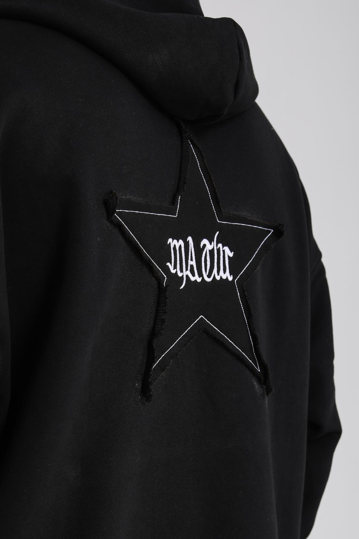 Star Patch Detay Siyah Oversize Sweatshirt SW1148