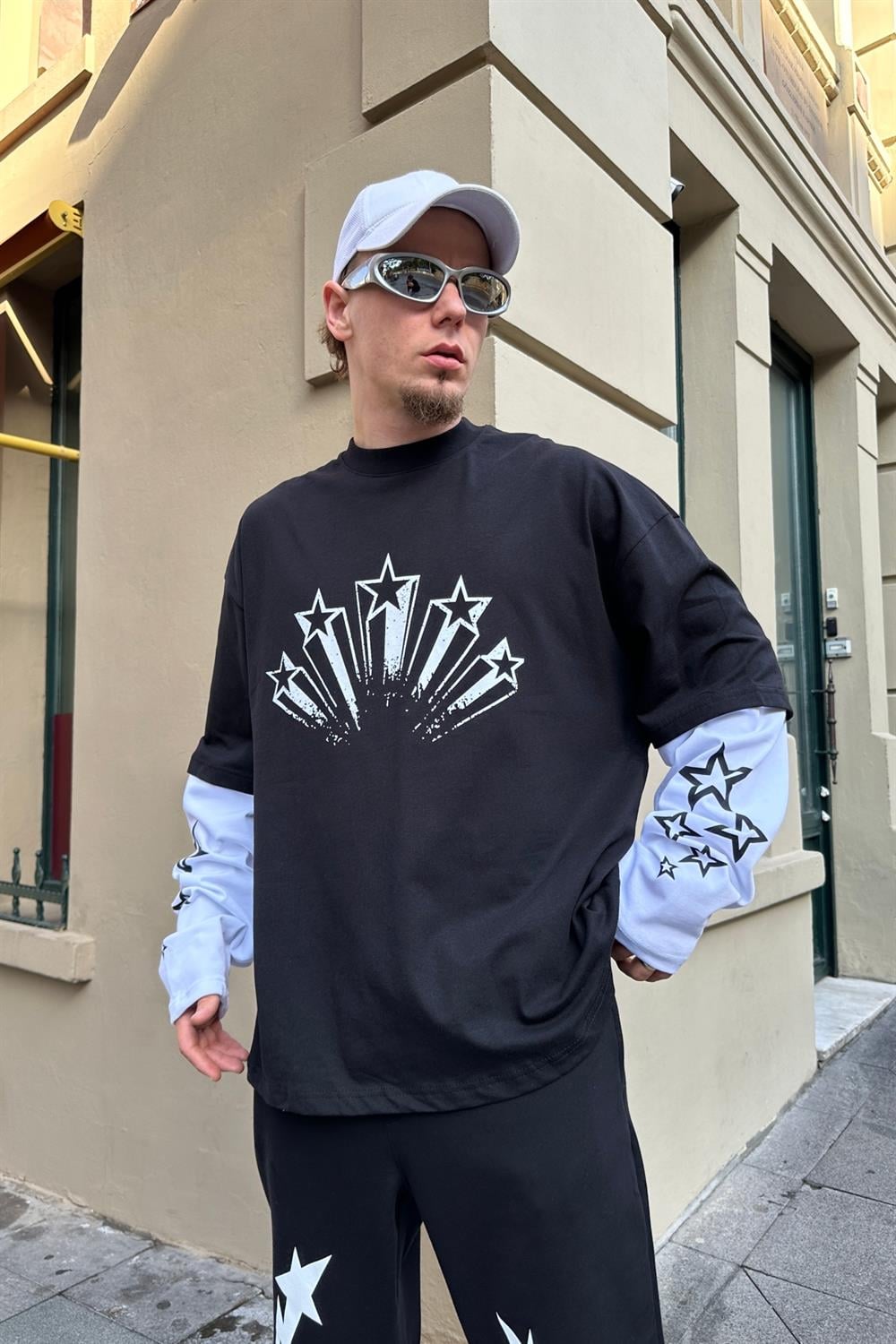 Stars Baskılı Sleeved Sweatshirt SW868