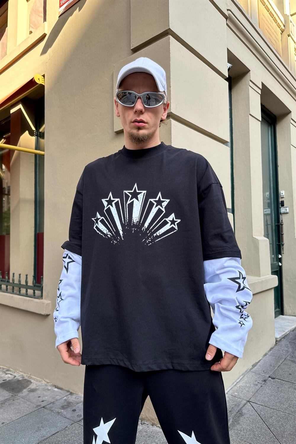 Stars Baskılı Sleeved Sweatshirt SW868