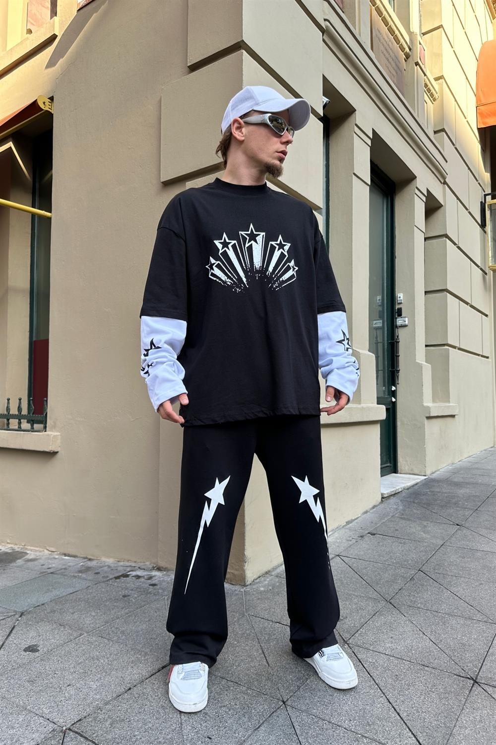 Stars Baskılı Sleeved Sweatshirt SW868